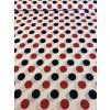 Zbytek - Bavlněná látka velký červený a modrý puntík  40 x 160 cm