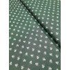 Zbytek - Bavlněná látka bílá kytka na tmavě zelené  55 x 140 cm