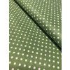Zbytek - Bavlněná látka střední bílý puntík na zelené  55 x 140 cm