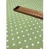 Bavlněná látka bílý puntík na světle zelené