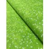 Bavlněná látka bílé lístky na světle zelené