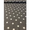 Bavlněná látka bílé hvězdy na tmavě šedé