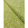 Bavlněná látka bílé květy na světle zelené