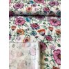 Bavlněný úplet barevné květy na bílé
