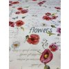 Režná látka vlčí máky a nápis flowers