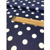 Bavlněná látka velký bílý puntík na tmavě modré