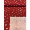 Bavlněná látka barevná srdce na červené