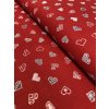 Bavlněná látka barevná srdce na červené
