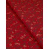 Bavlněná látka větvičky,zvonečky, baňky na červené