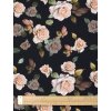 Bavlněná teplákovina růže na černé