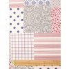 Bavlněná látka červeno-modrý patchwork - LÁTKA S VADOU