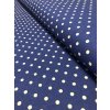 Bavlněná látka bílý puntík na tmavě modré
