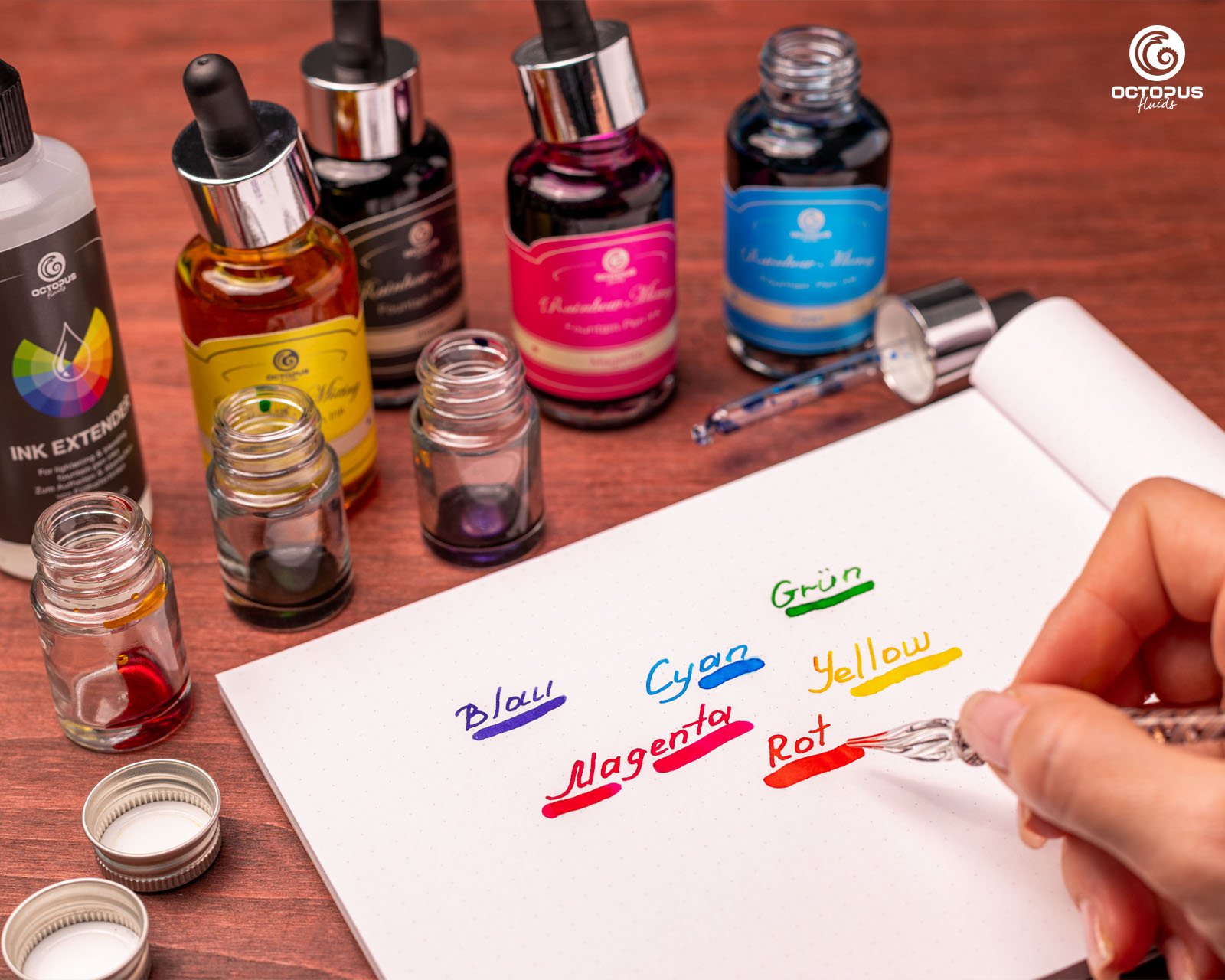 CMYK-Tinte-Schreibtinte-Füllhaltertinte-fountain-pen-ink