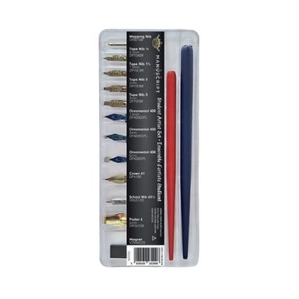 Manuscript Leonardt student sada kaligrafických per modrá