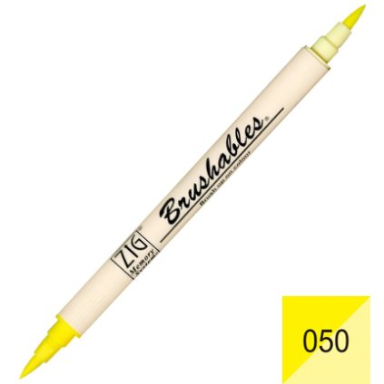 Kuretake štetcový fix oboustranný ZIG Brushables, 050 pure yellow