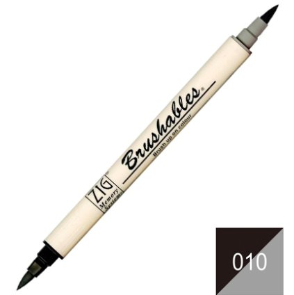 Kuretake štetcový fix oboustranný ZIG Brushables, 010 černý