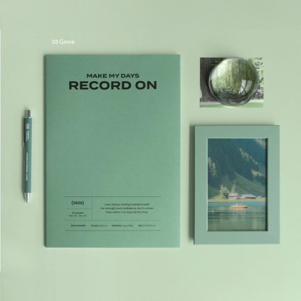 Iconic měsíční diář Record On 2026, A4, 03 zelený