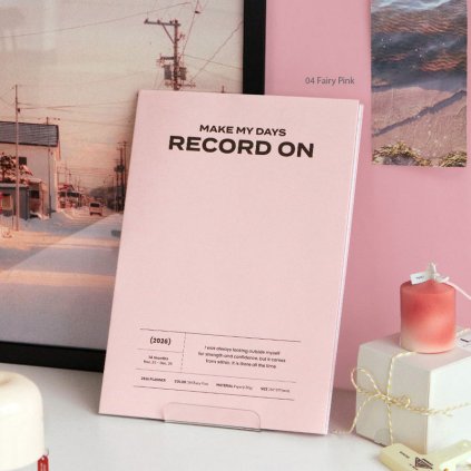 Iconic měsíční diář Record On 2026, A4, 04 růžový