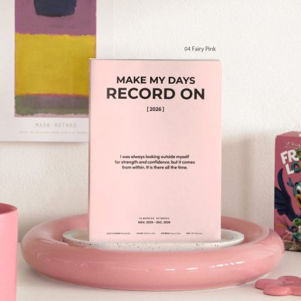 Iconic týdenní diář Record On Free Weekly 2026, B6, 04 růžový