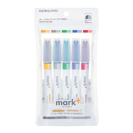 Kokuyo Mark+ sada dvouhrotých popisovačů, 5 ks