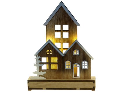 Dřevěný domeček s LED osvětlením