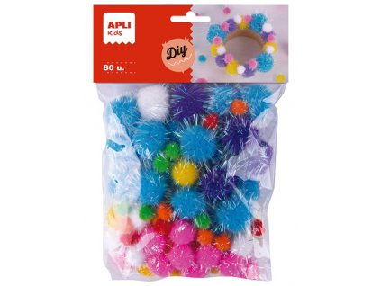 APLI Pom-Pom kuličky se třpytkami 80 ks