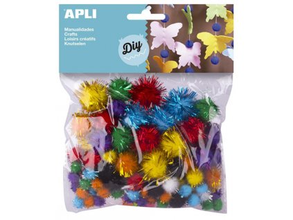 APLI Pom-Pom kuličky se třpytkami 78 ks