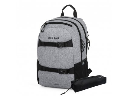 Studentský batoh + etue OXY Sport Grey Melange 9-23223E