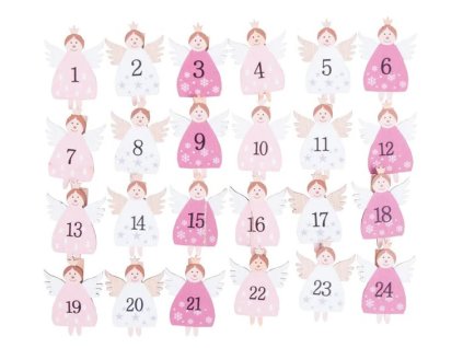 Kolíčky Adventní kalendář andílci