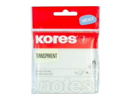 Bloček KORES 75x75mm 75 listů transparentní
