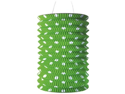 Lampion válec 15cm zelený s puntíky