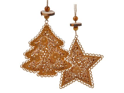 Vánoční závěs plechový hvězda,stromek