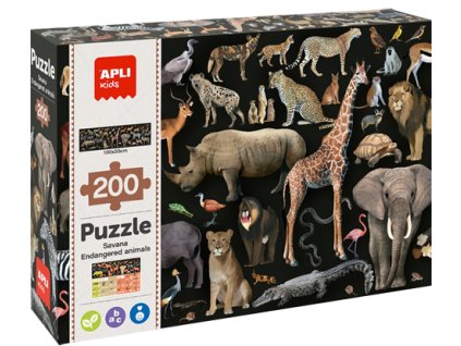Edukační puzzle Ohrožená zvířata v savaně