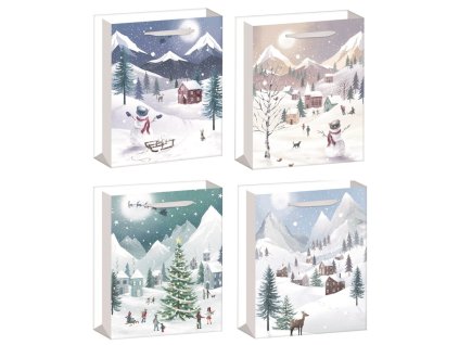 Dárková taška vánoční s glitrem L+