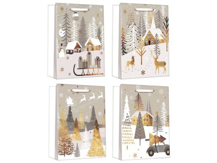 Dárková taška vánoční se zlatou ražbou L+