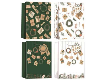 Dárková taška vánoční se zlatou ražbou L