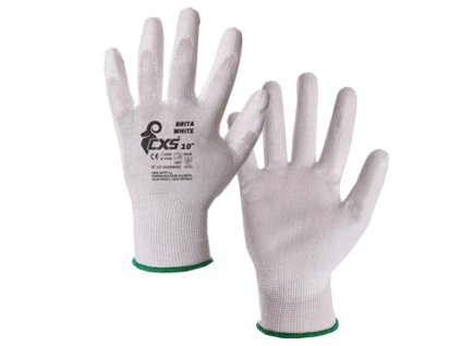 Rukavice CXS BRITA WHITE, máčené v polyuretanu, velikost 7