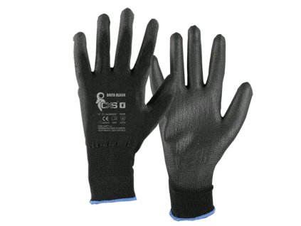 Rukavice CXS BRITA BLACK, máčené v polyuretanu, velikost 7