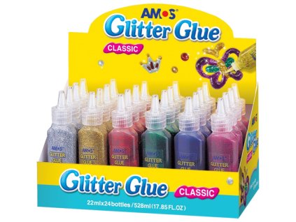 Sada glitrových lepidel AMOS, 6 odstínů po 4 lahvičkách