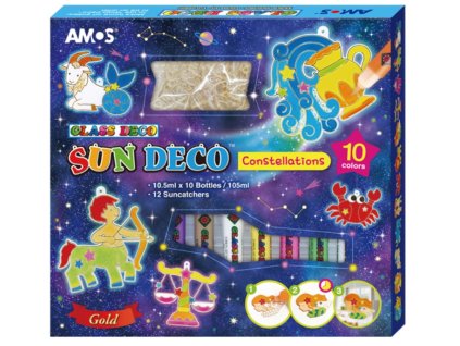 Barvy na sklo sada 10 barev 10,5 ml + 12 sklíček ZVĚROKRUH