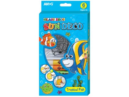 Barvy na sklo sada 6 barev 10,5 ml + 6 sklíček MOŘSKÉ RYBY