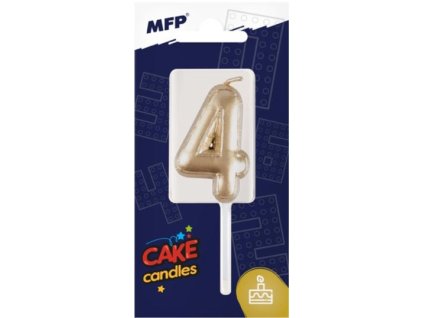 Svíčka na dort číslice "4" zlatá