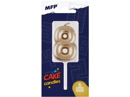 Svíčka na dort číslice "8" zlatá