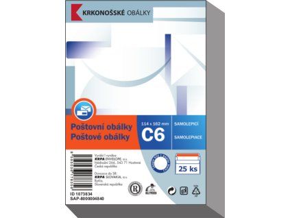 Obálka C6 samolepicí 25ks
