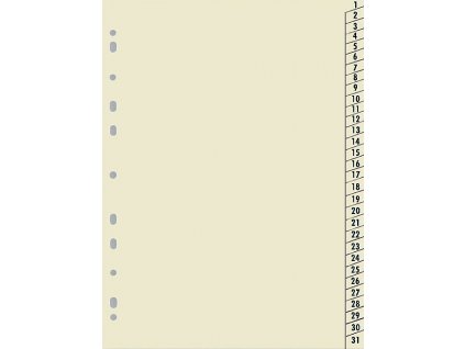 Papírový rozlišovač bílý HIT A4 s číselným členěním 1-31