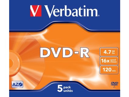 21564 1 dvd r verbatim 4 7gb 16x 5 pack krabicka