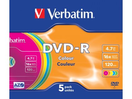 21570 1 dvd r verbatim 4 7gb 16x 5 pack color slim