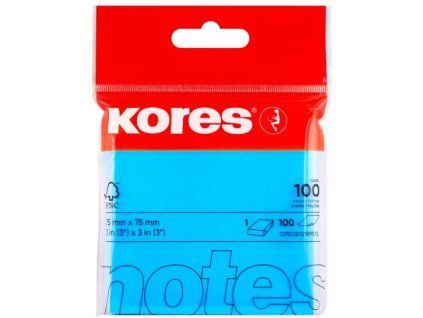 Bloček KORES neon 75x75mm 100 listů modrý