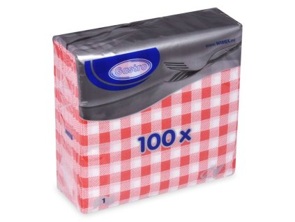 36795 1 ubrousky gastro 1 vrstve 100ks cervene karo