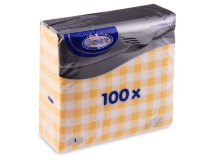 36801 1 ubrousky gastro 1 vrstve 100ks zlute karo